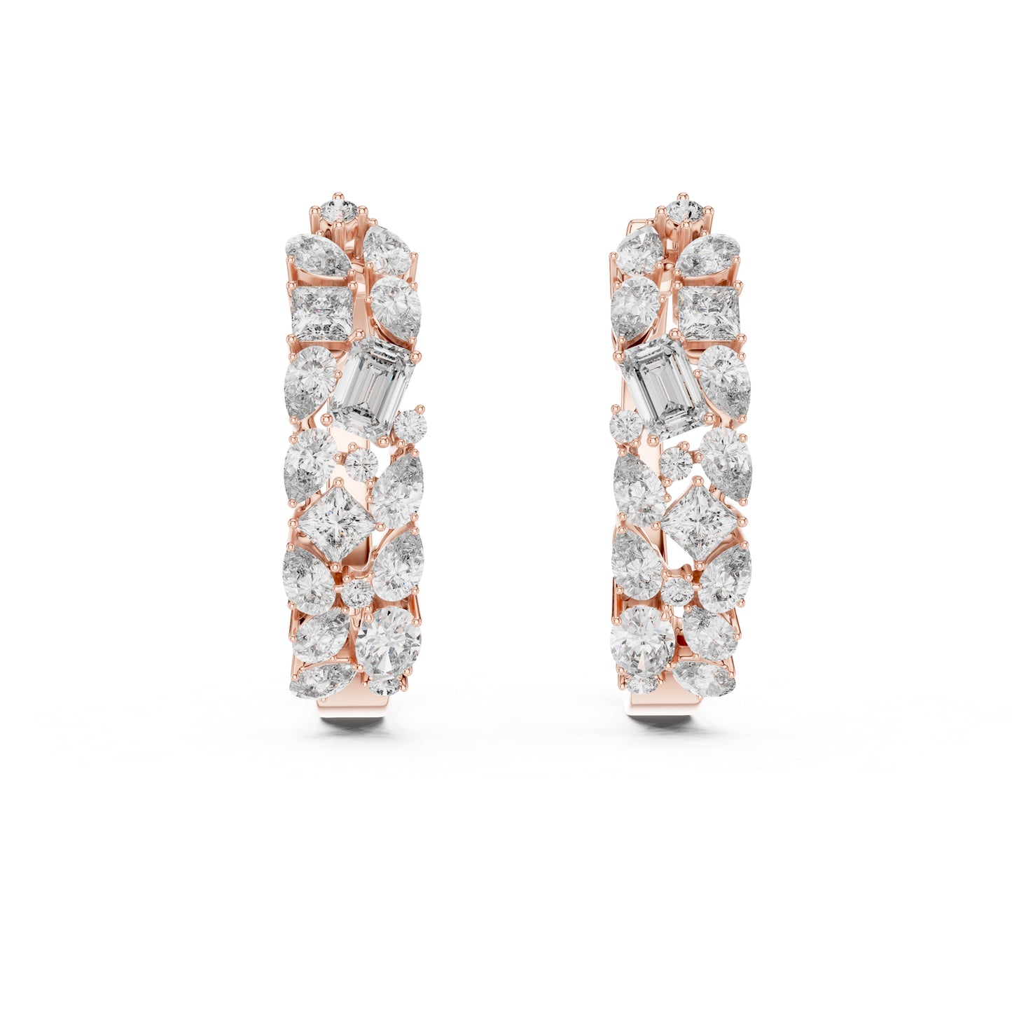Princess, Pear & Emerald Lab-Grown Diamond Stud Earrings in 18K Yellow Gold - Pure Carat