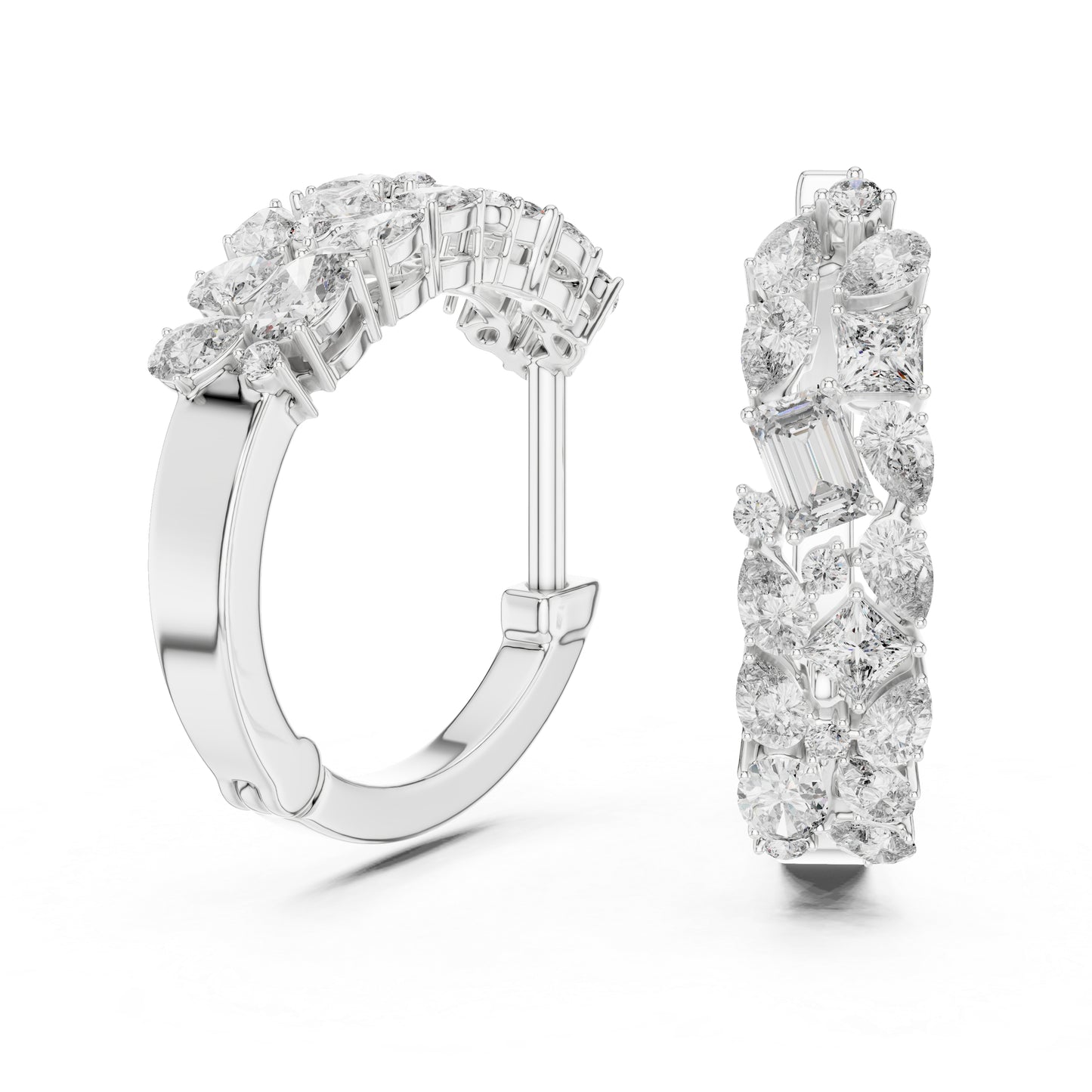 Princess, Pear & Emerald Lab-Grown Diamond Stud Earrings in 18K Yellow Gold - Pure Carat