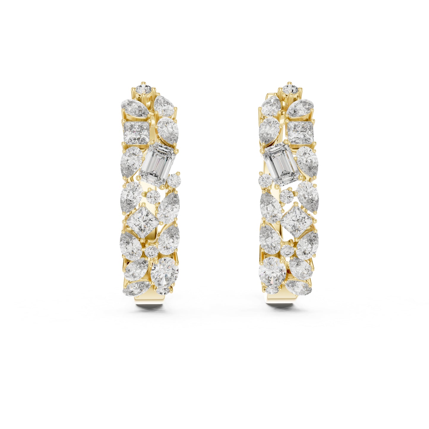 Princess, Pear & Emerald Lab-Grown Diamond Stud Earrings in 18K Yellow Gold - Pure Carat