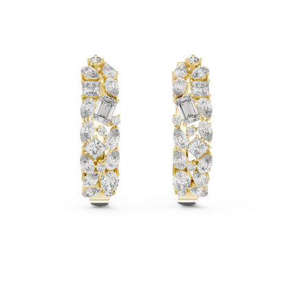 Princess, Pear & Emerald Lab-Grown Diamond Stud Earrings in 18K Yellow Gold - Pure Carat