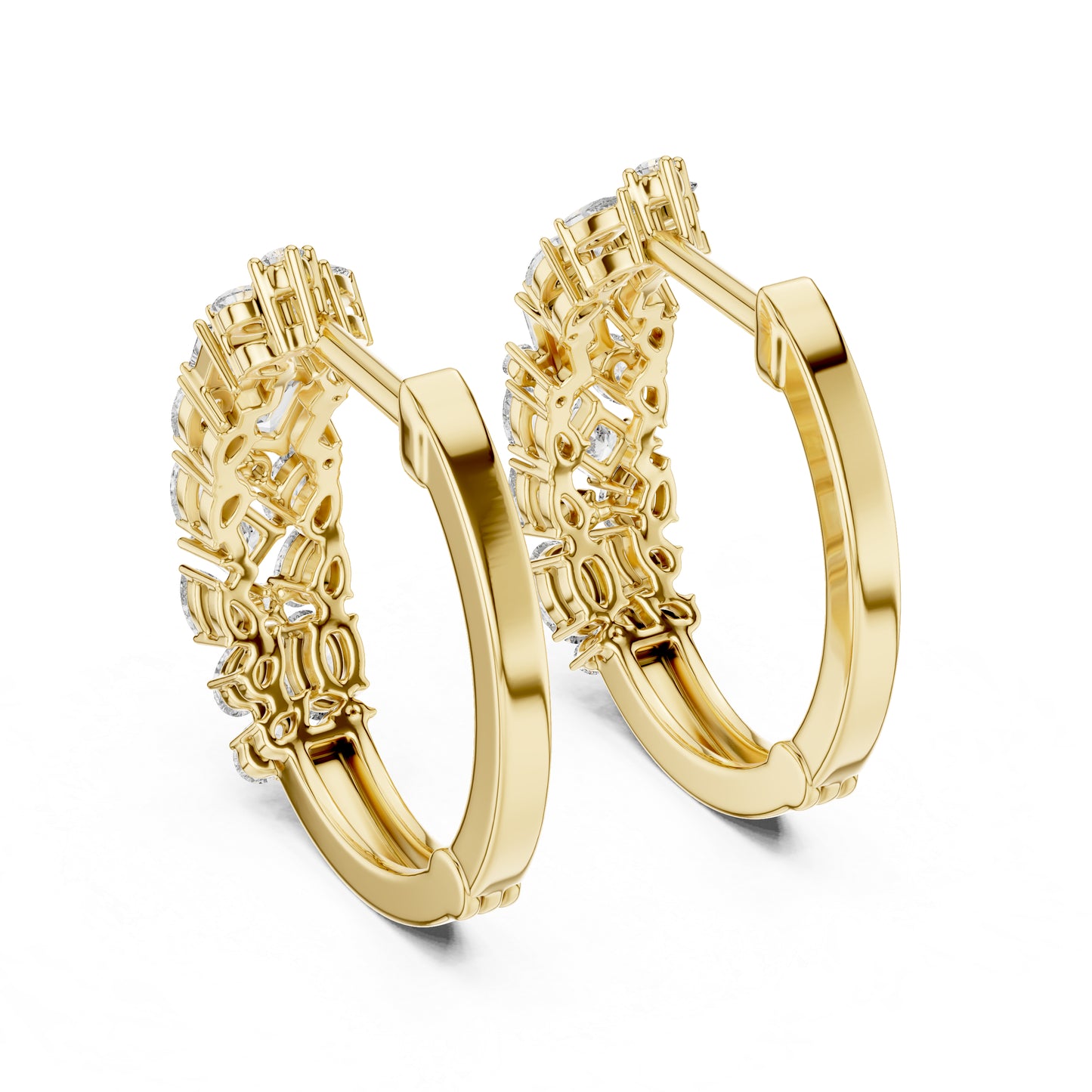 Princess, Pear & Emerald Lab-Grown Diamond Stud Earrings in 18K Yellow Gold - Pure Carat