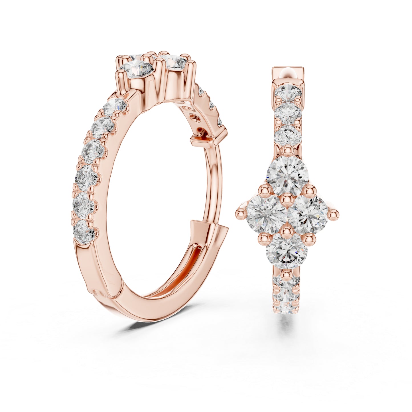 14K Rose Gold Round Cut Diamond Earrings for Women - Everyday Wear Jewellery - Pure Carat