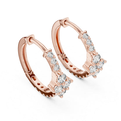 14K Rose Gold Round Cut Diamond Earrings for Women - Everyday Wear Jewellery - Pure Carat