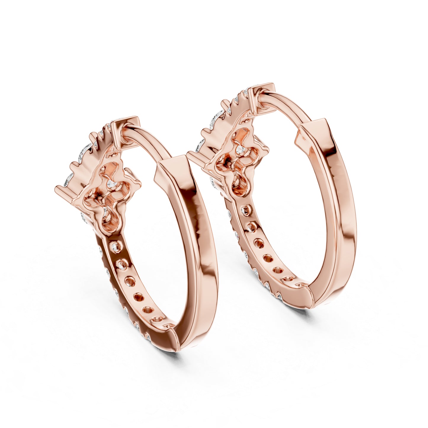 14K Rose Gold Round Cut Diamond Earrings for Women - Everyday Wear Jewellery - Pure Carat