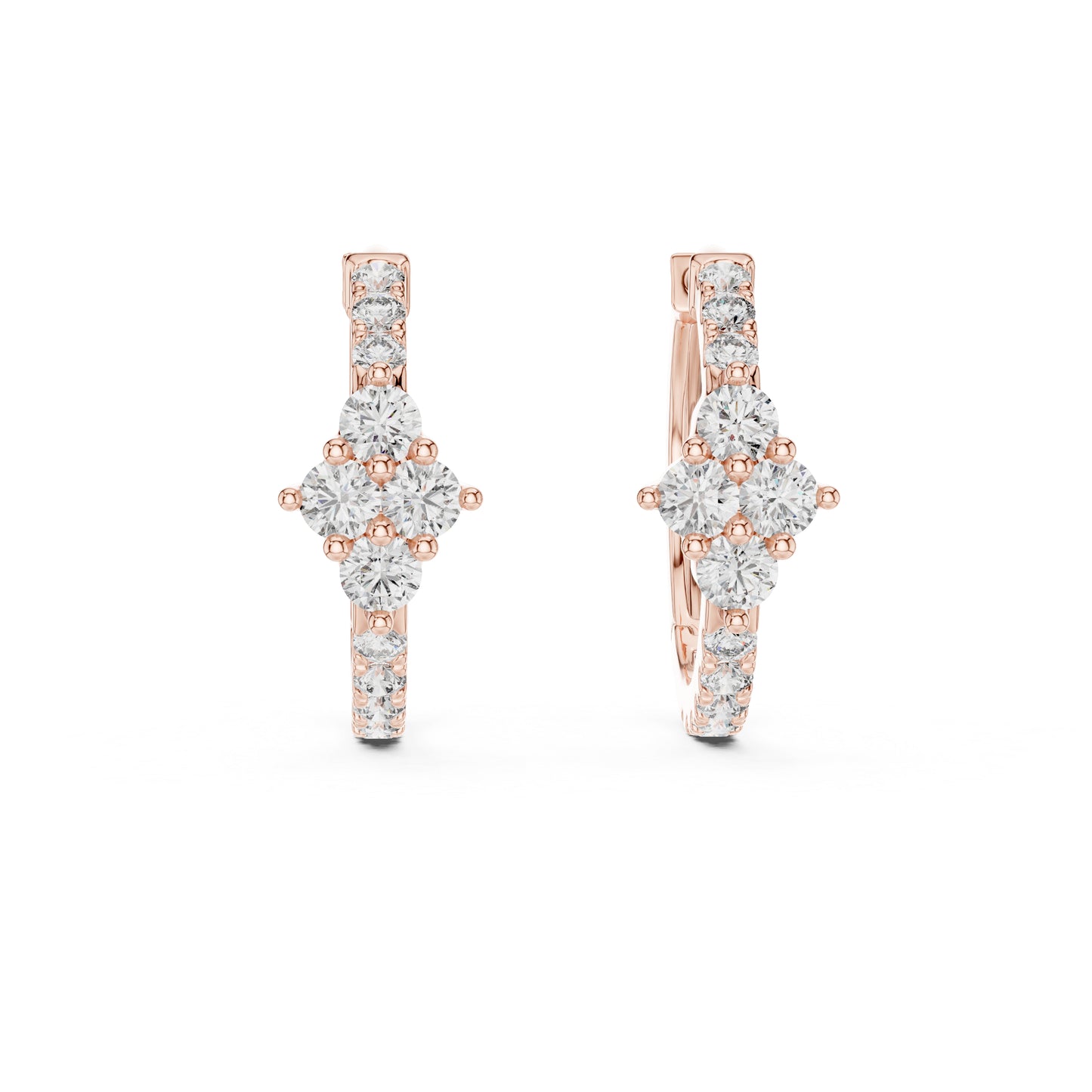 14K Rose Gold Round Cut Diamond Earrings for Women - Everyday Wear Jewellery - Pure Carat