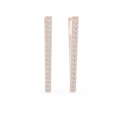 14K White Gold Round Cut Diamond Drop Earrings for Women - Anniversary Gift - Pure Carat