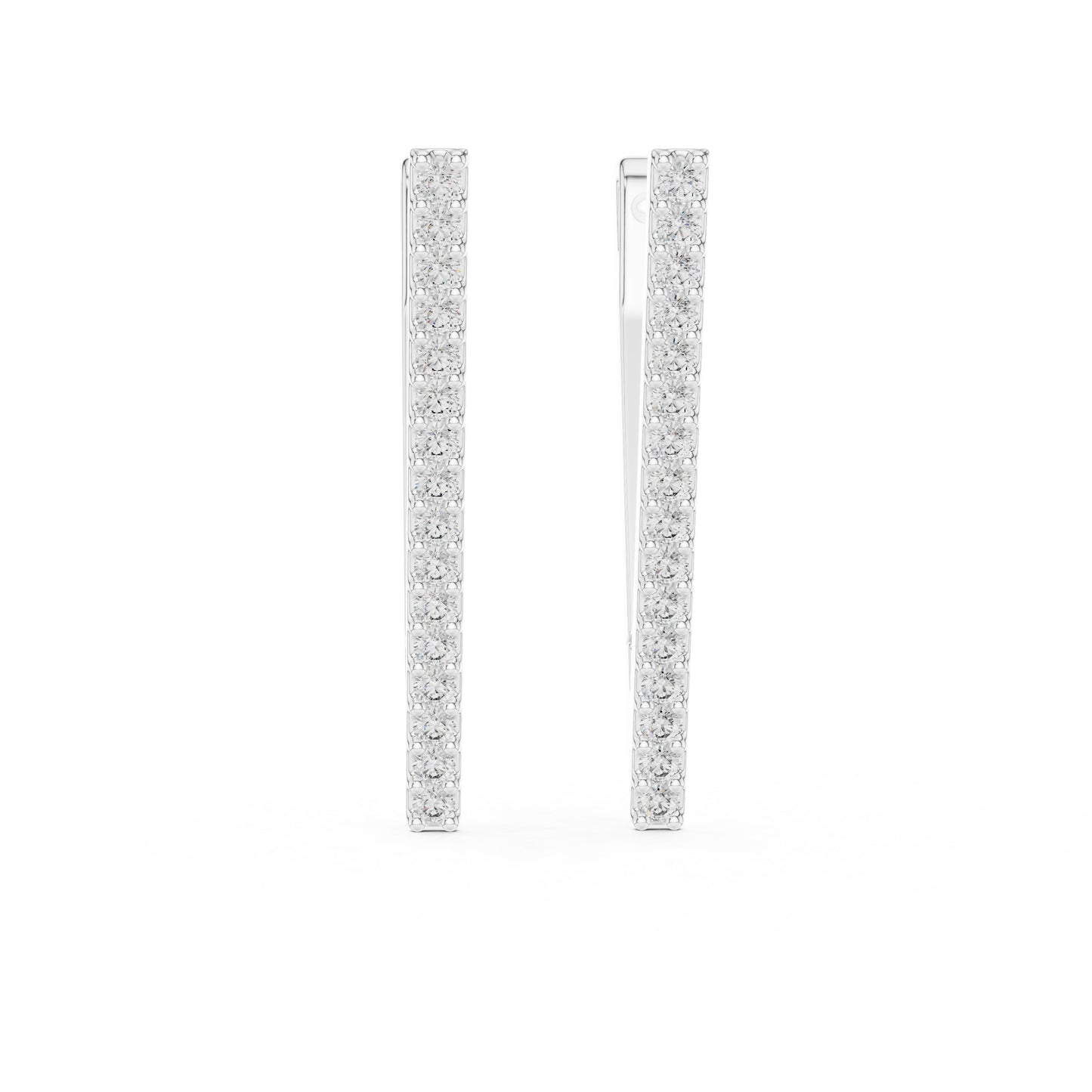 14K White Gold Round Cut Diamond Drop Earrings for Women - Anniversary Gift - Pure Carat