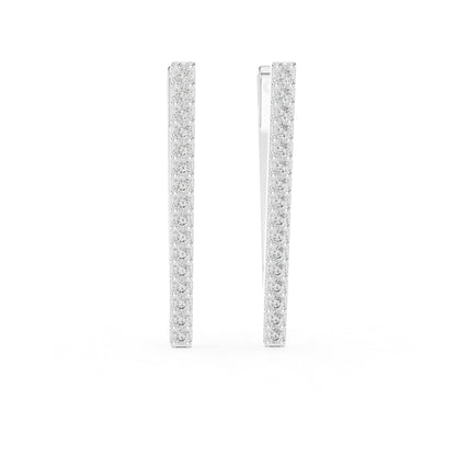 14K White Gold Round Cut Diamond Drop Earrings for Women - Anniversary Gift - Pure Carat