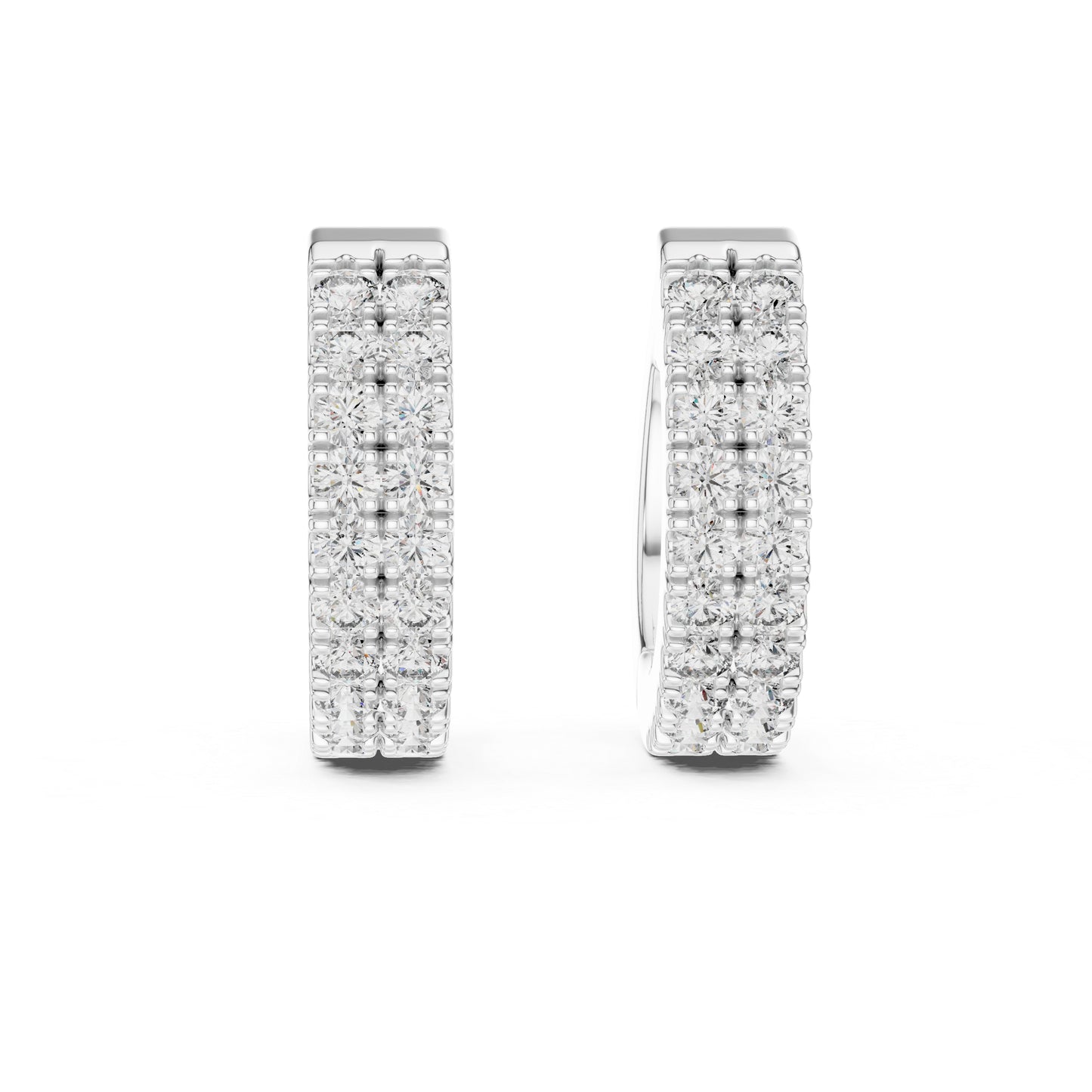 Pure Carat 14K White Gold Earrings with Round Lab-Grown Diamonds - Engagement Collection