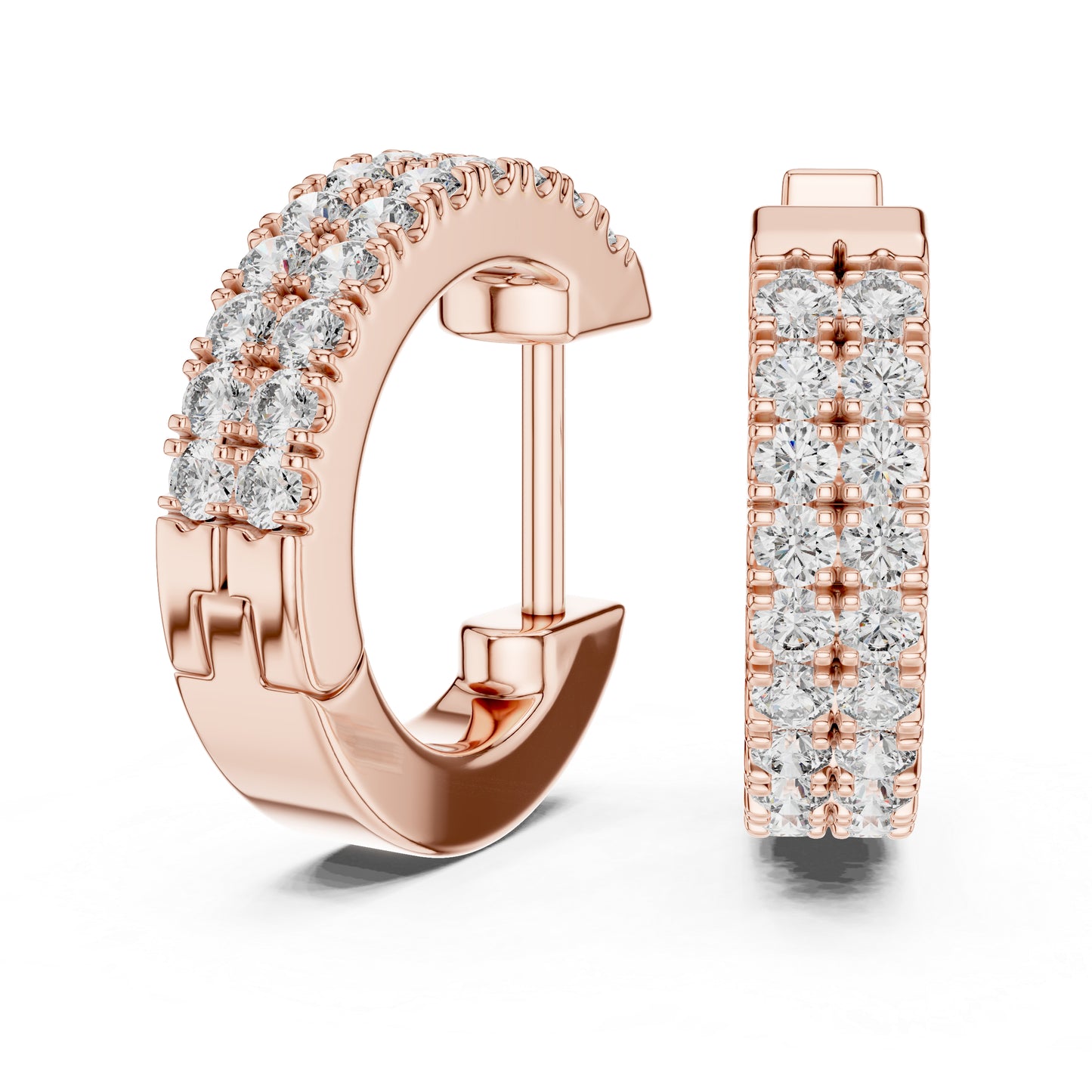 Pure Carat 14K White Gold Earrings with Round Lab-Grown Diamonds - Engagement Collection