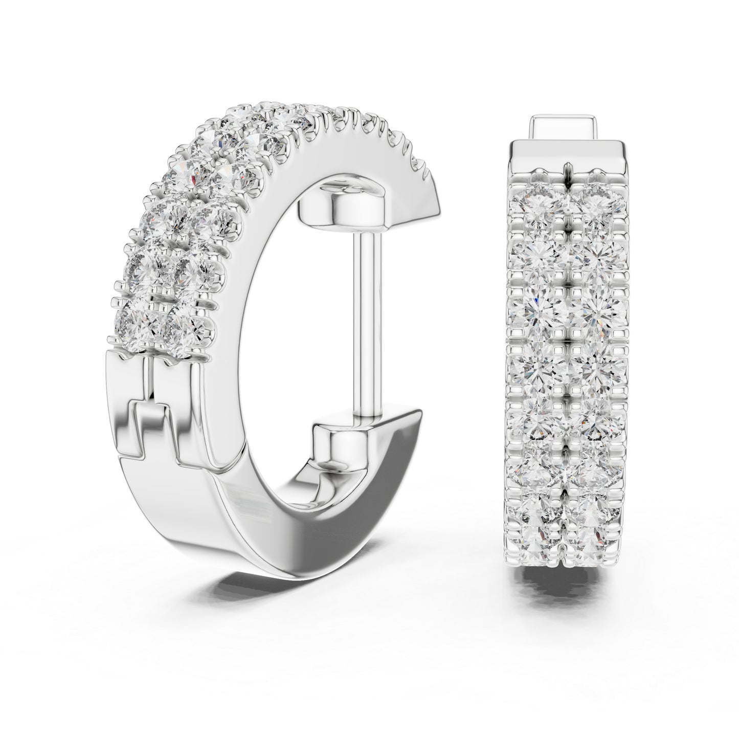 Pure Carat 14K White Gold Earrings with Round Lab-Grown Diamonds - Engagement Collection
