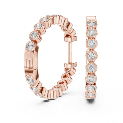 18K Yellow Gold Round Cut Diamond Drop Earrings for Women - Party Wear - Pure Carat