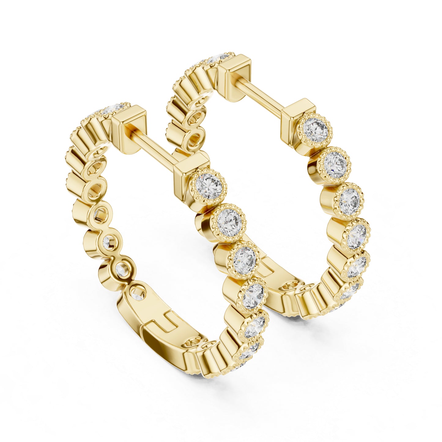 18K Yellow Gold Round Cut Diamond Drop Earrings for Women - Party Wear - Pure Carat