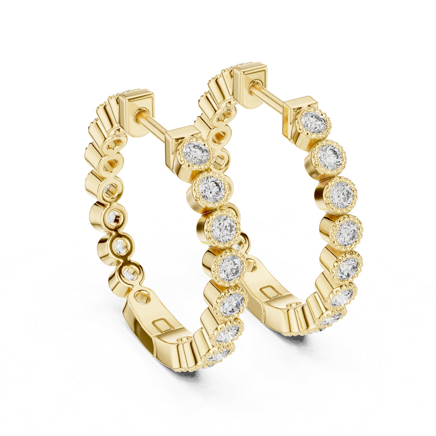 18K Yellow Gold Round Cut Diamond Drop Earrings for Women - Party Wear - Pure Carat