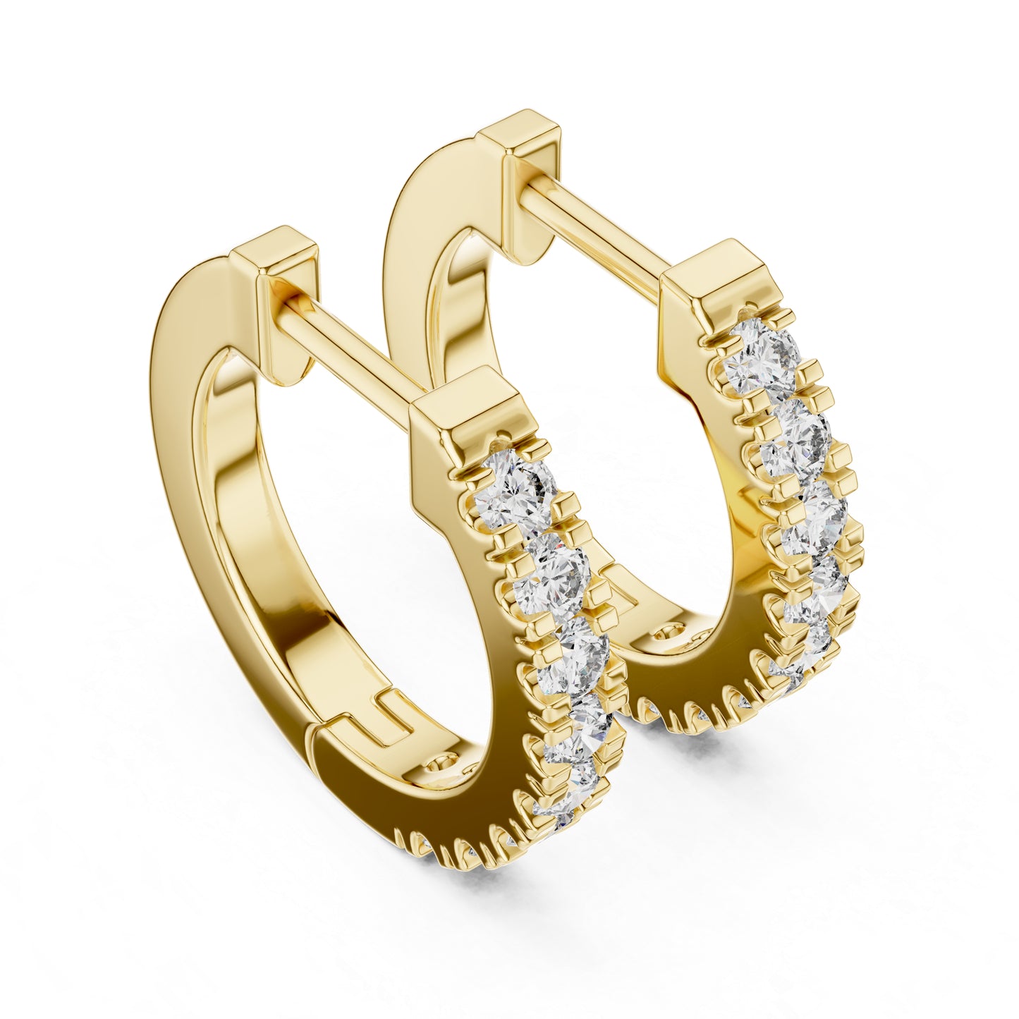 Women's Office Wear Round Lab-Grown Diamond Earrings - 14K Yellow Gold - Pure Carat