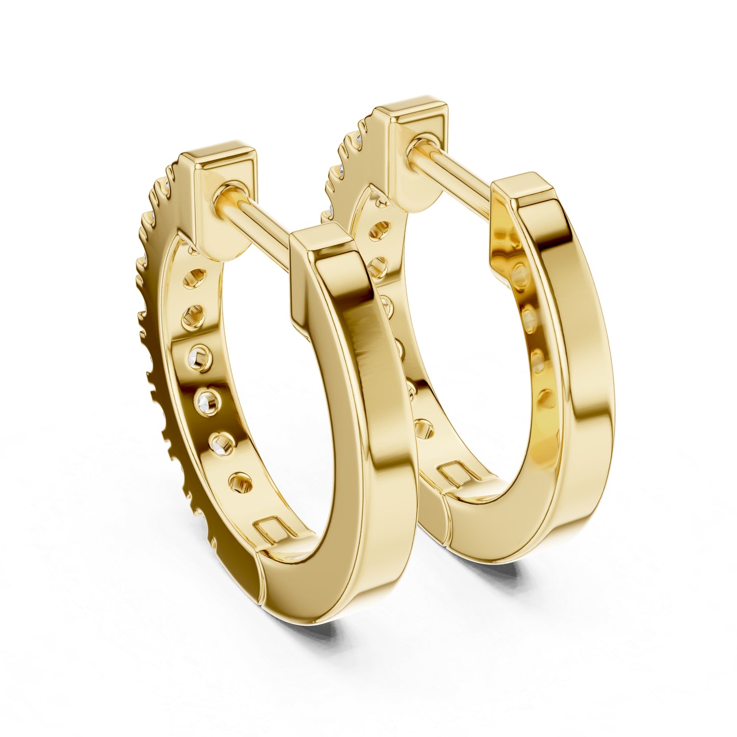 Women's Office Wear Round Lab-Grown Diamond Earrings - 14K Yellow Gold - Pure Carat