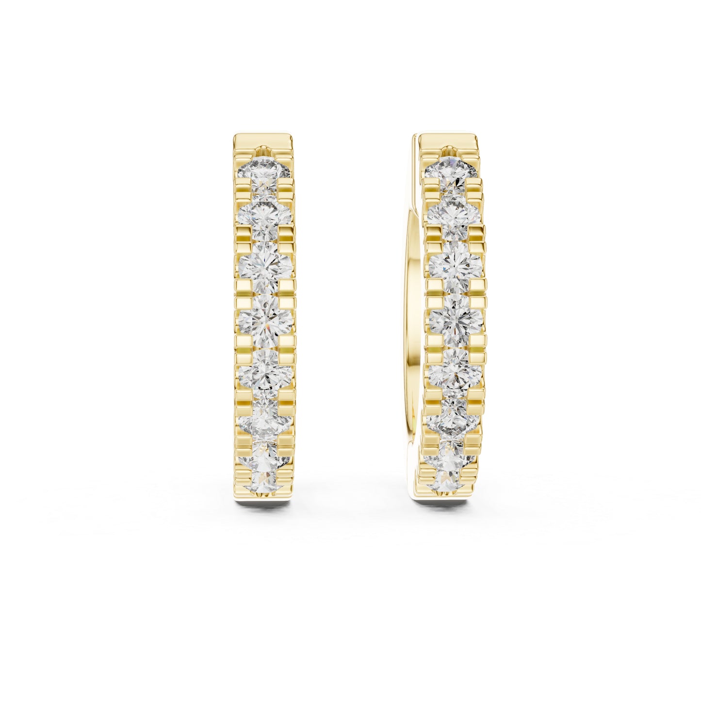 Women's Office Wear Round Lab-Grown Diamond Earrings - 14K Yellow Gold - Pure Carat