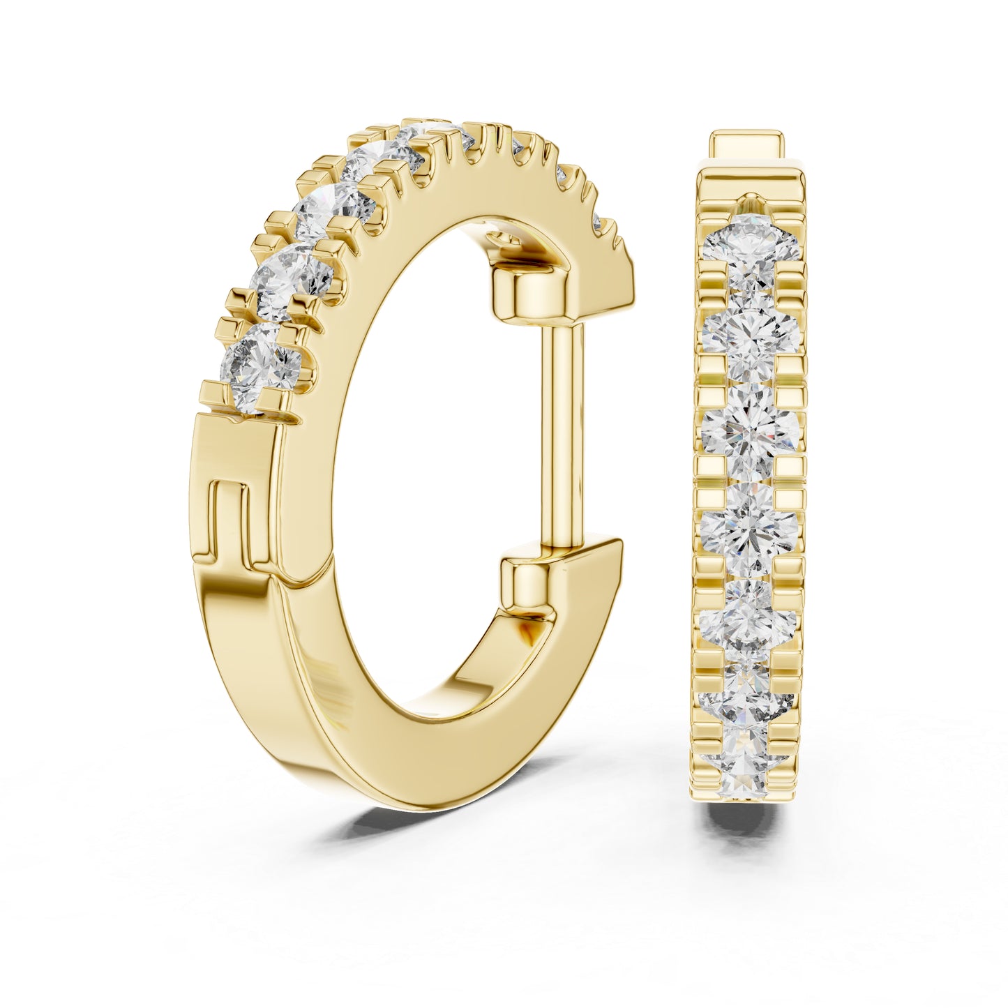 Women's Office Wear Round Lab-Grown Diamond Earrings - 14K Yellow Gold - Pure Carat