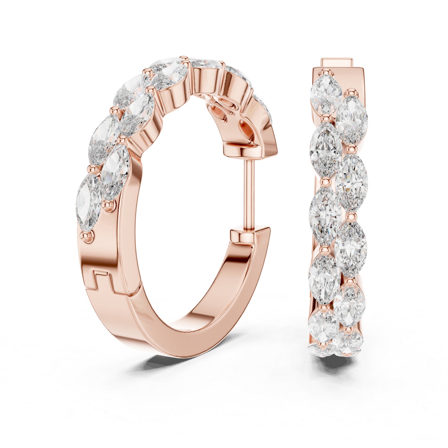 Premium Marquise Lab-Grown Diamond Stud Earrings - 18K White Gold - Pure Carat