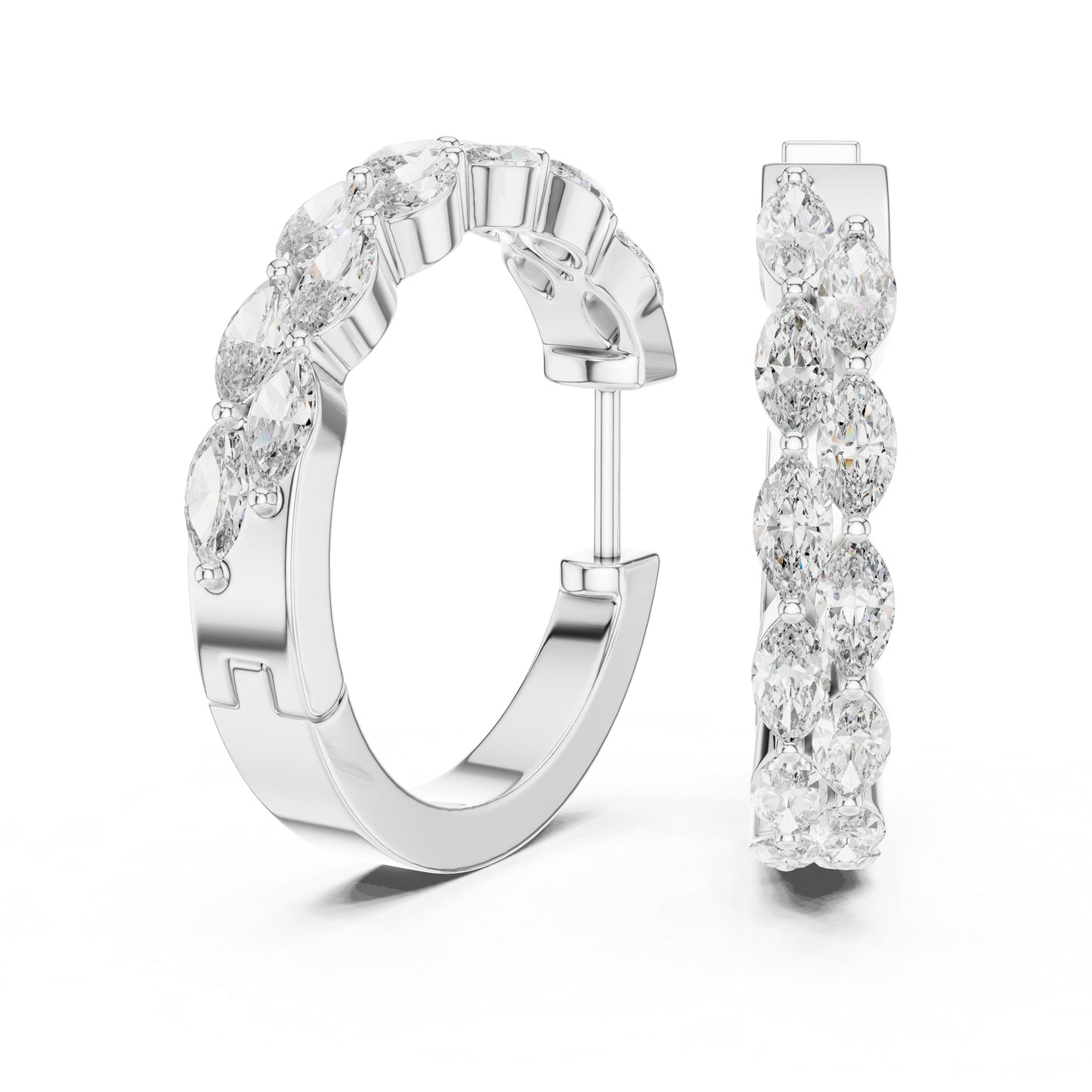 Premium Marquise Lab-Grown Diamond Stud Earrings - 18K White Gold - Pure Carat