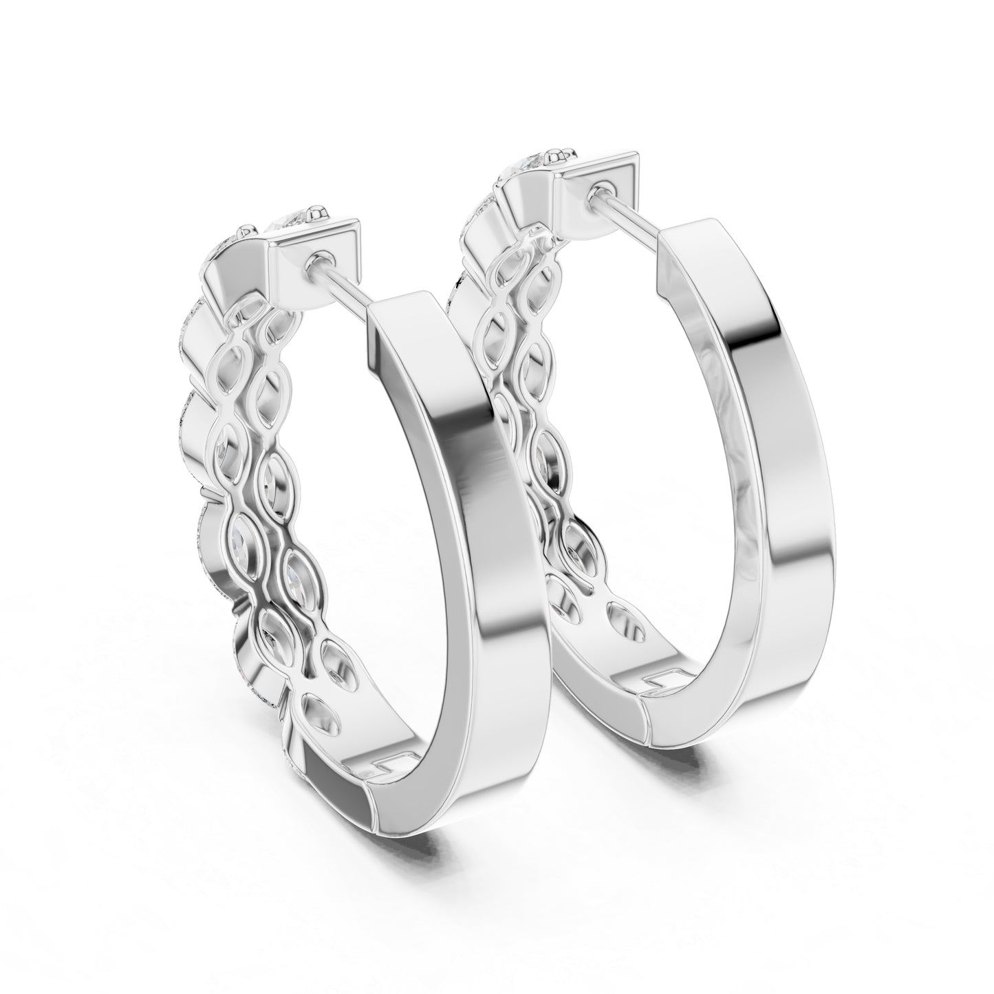Premium Marquise Lab-Grown Diamond Stud Earrings - 18K White Gold - Pure Carat