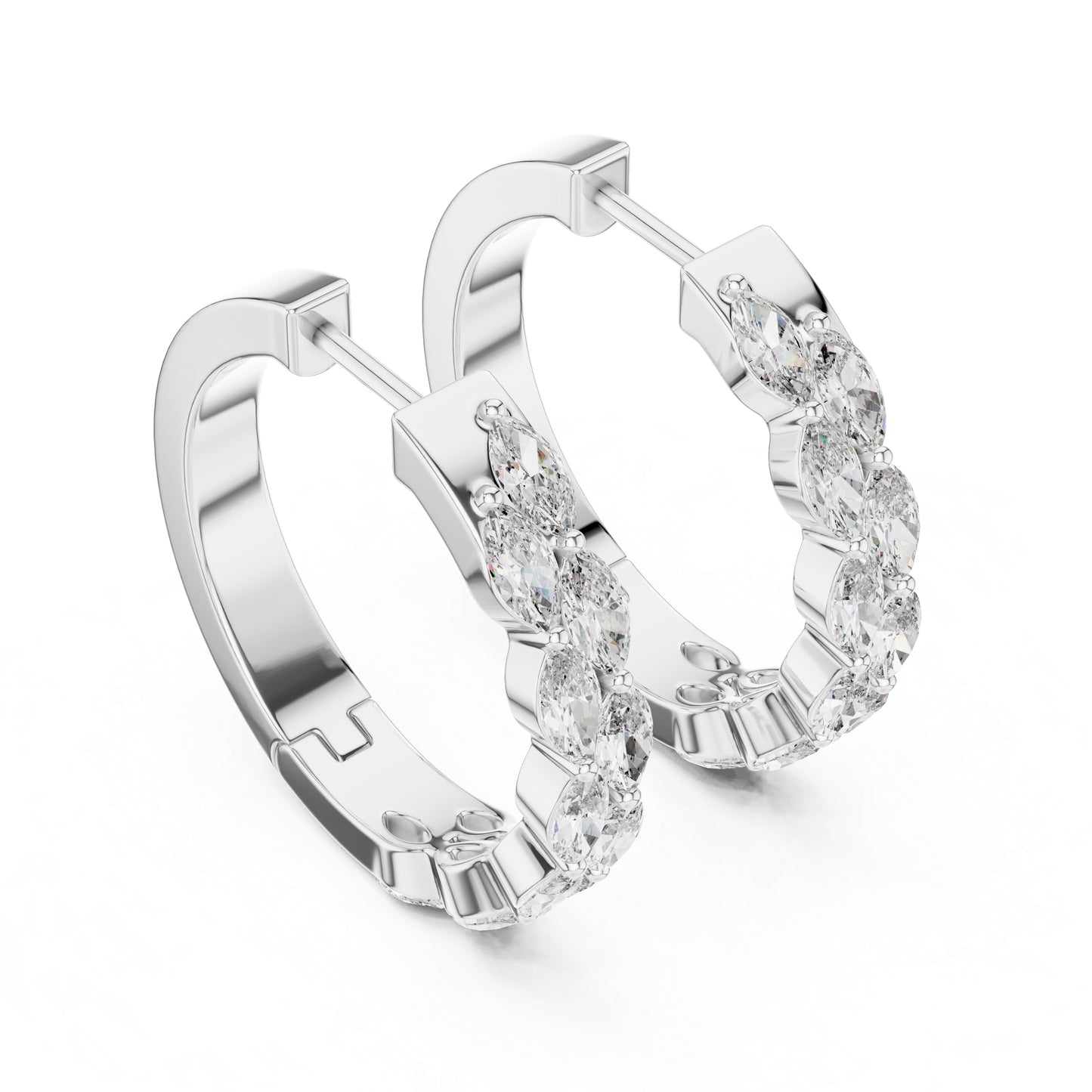 Premium Marquise Lab-Grown Diamond Stud Earrings - 18K White Gold - Pure Carat