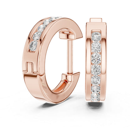 Elegant 18K Rose Gold Lab-Grown Round Diamond Earrings - Wedding Wear - Pure Carat