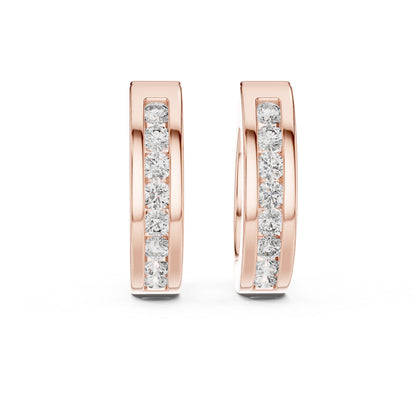 Elegant 18K Rose Gold Lab-Grown Round Diamond Earrings - Wedding Wear - Pure Carat