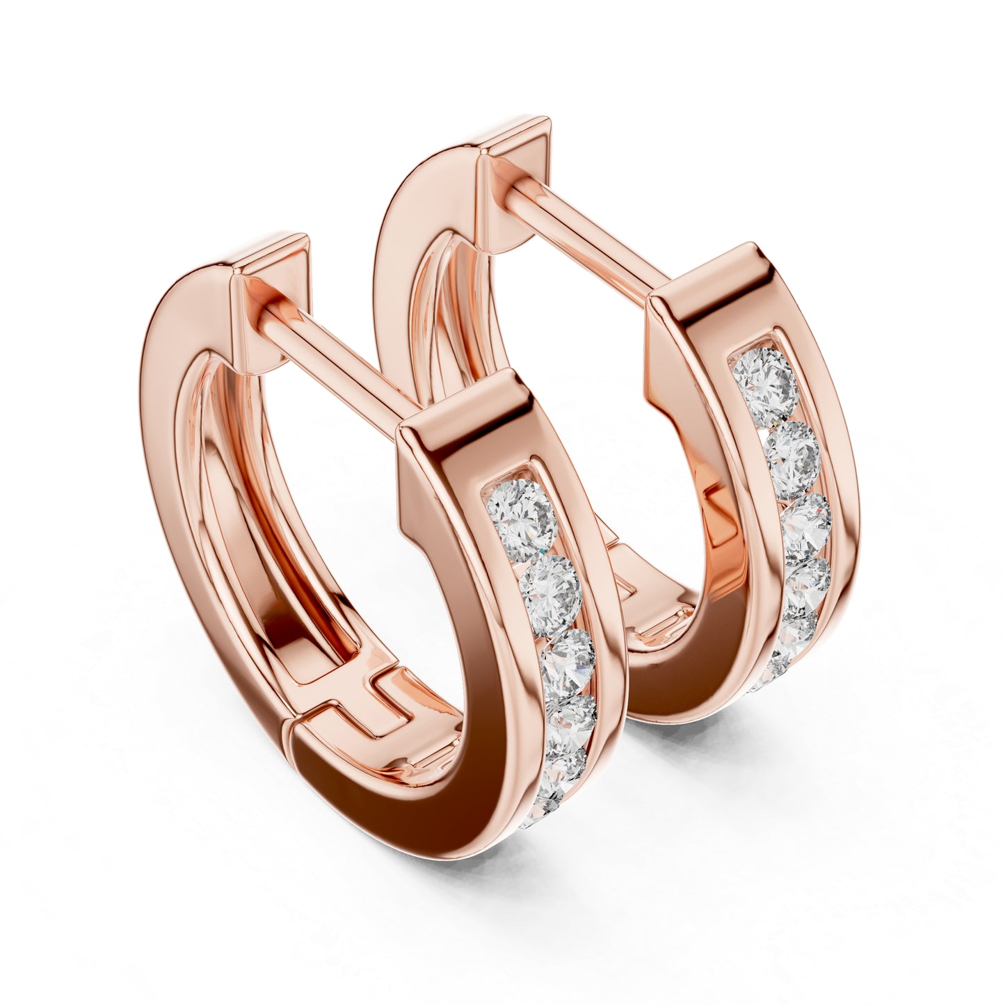 Elegant 18K Rose Gold Lab-Grown Round Diamond Earrings - Wedding Wear - Pure Carat