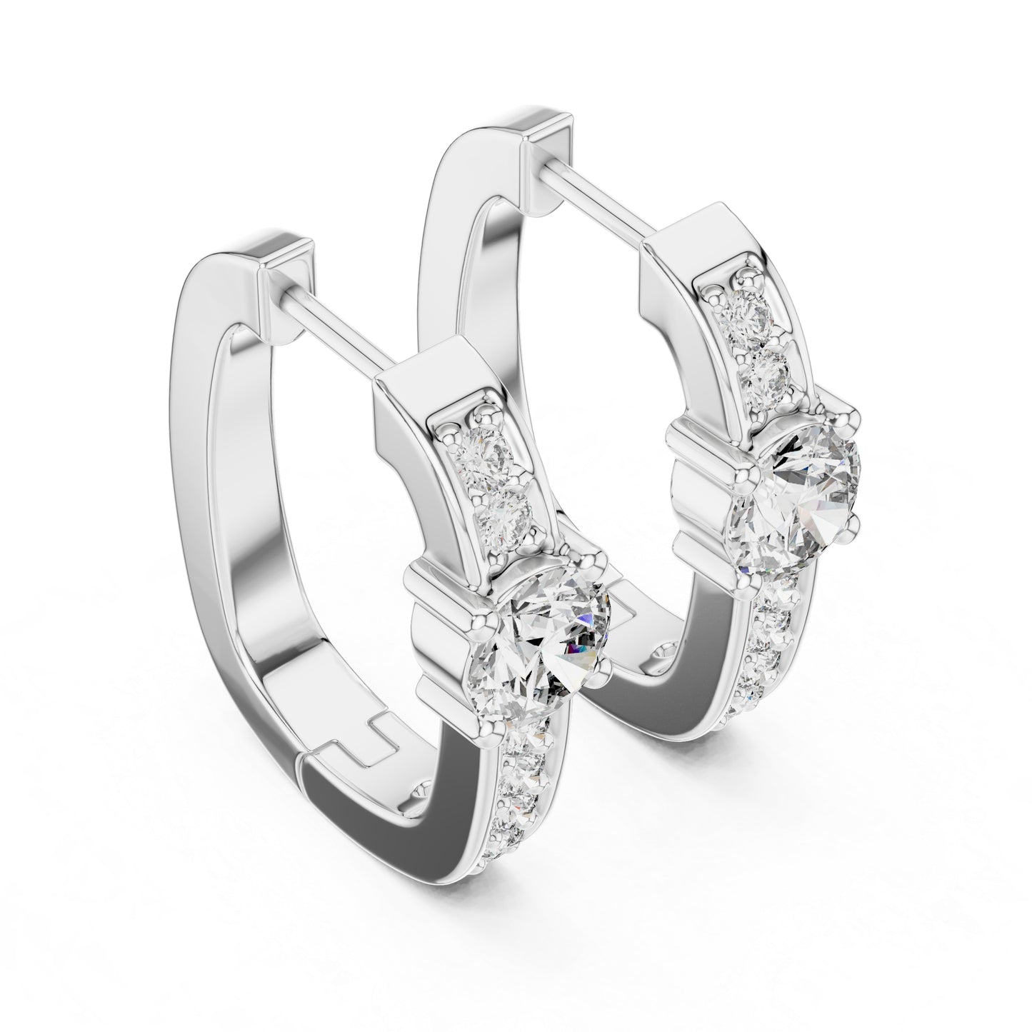 Everyday Wear Round Diamond Drop Earrings - 14K White Gold - Pure Carat