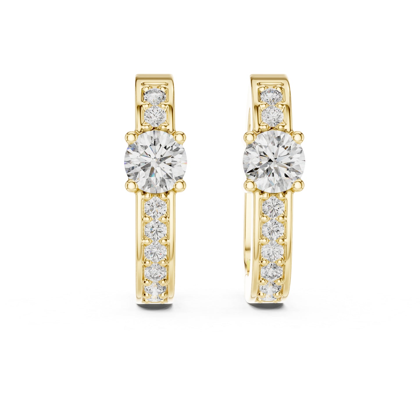 Everyday Wear Round Diamond Drop Earrings - 14K White Gold - Pure Carat