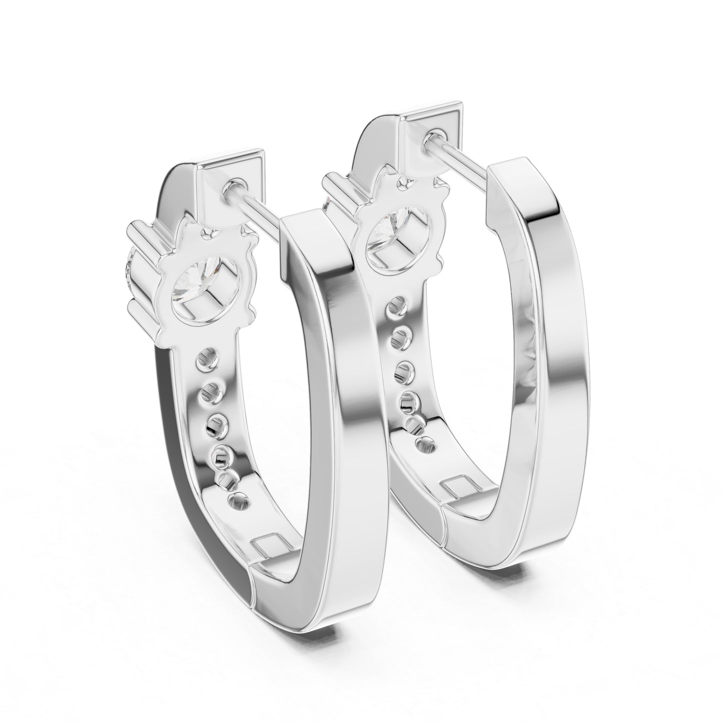 Everyday Wear Round Diamond Drop Earrings - 14K White Gold - Pure Carat