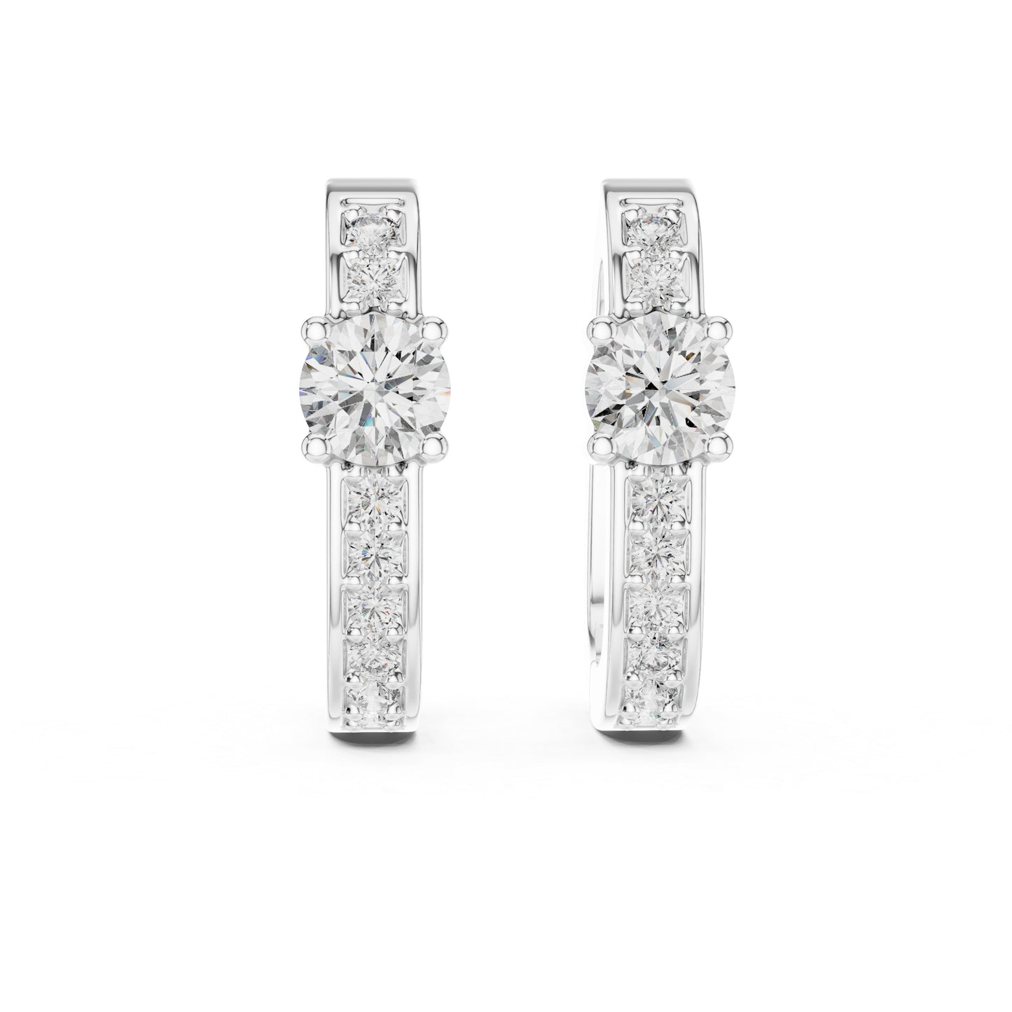 Everyday Wear Round Diamond Drop Earrings - 14K White Gold - Pure Carat