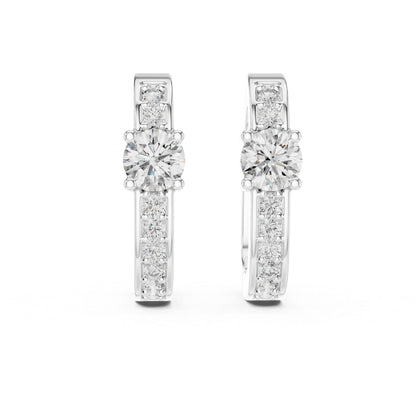 Everyday Wear Round Diamond Drop Earrings - 14K White Gold - Pure Carat
