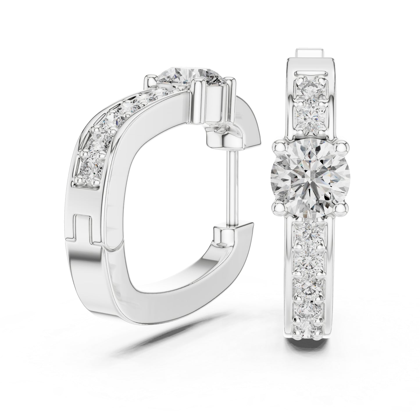 Everyday Wear Round Diamond Drop Earrings - 14K White Gold - Pure Carat
