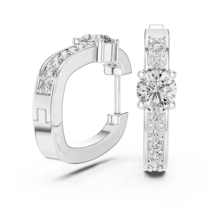 Everyday Wear Round Diamond Drop Earrings - 14K White Gold - Pure Carat