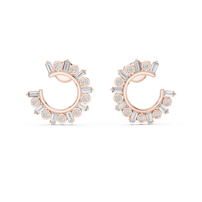 18K Yellow Gold Bridal Earrings - Round & Bug Lab-Grown Diamonds - Pure Carat