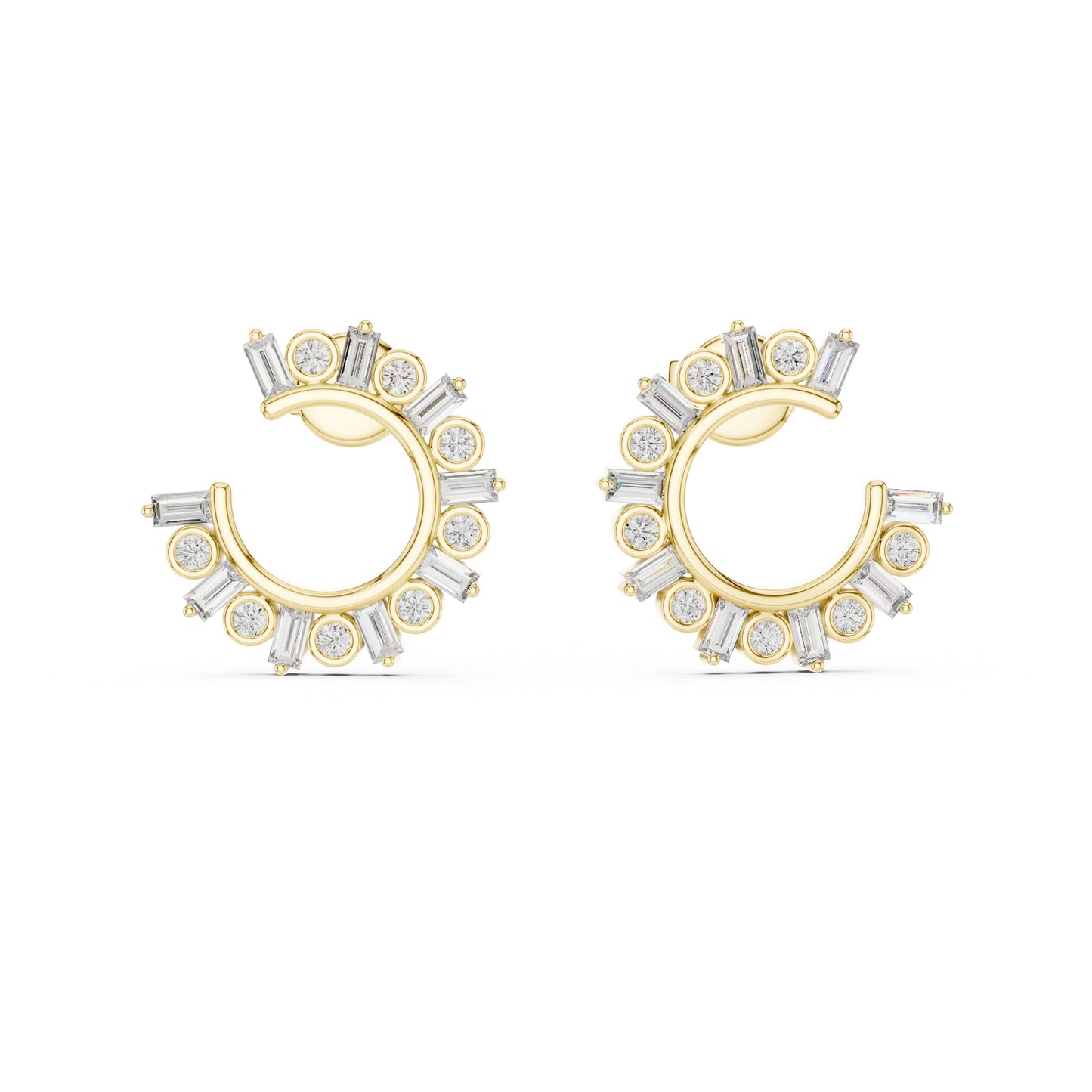 18K Yellow Gold Bridal Earrings - Round & Bug Lab-Grown Diamonds - Pure Carat