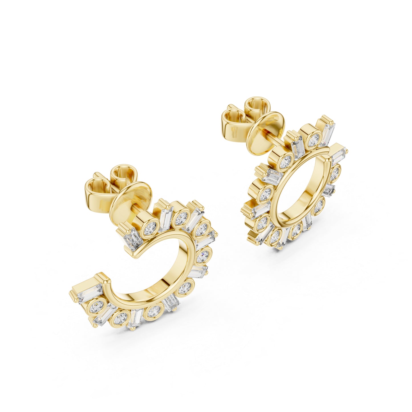 18K Yellow Gold Bridal Earrings - Round & Bug Lab-Grown Diamonds - Pure Carat