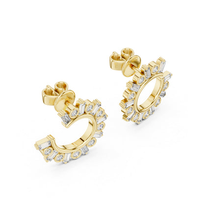 18K Yellow Gold Bridal Earrings - Round & Bug Lab-Grown Diamonds - Pure Carat
