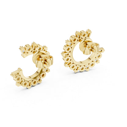 18K Yellow Gold Bridal Earrings - Round & Bug Lab-Grown Diamonds - Pure Carat