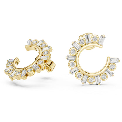 18K Yellow Gold Bridal Earrings - Round & Bug Lab-Grown Diamonds - Pure Carat