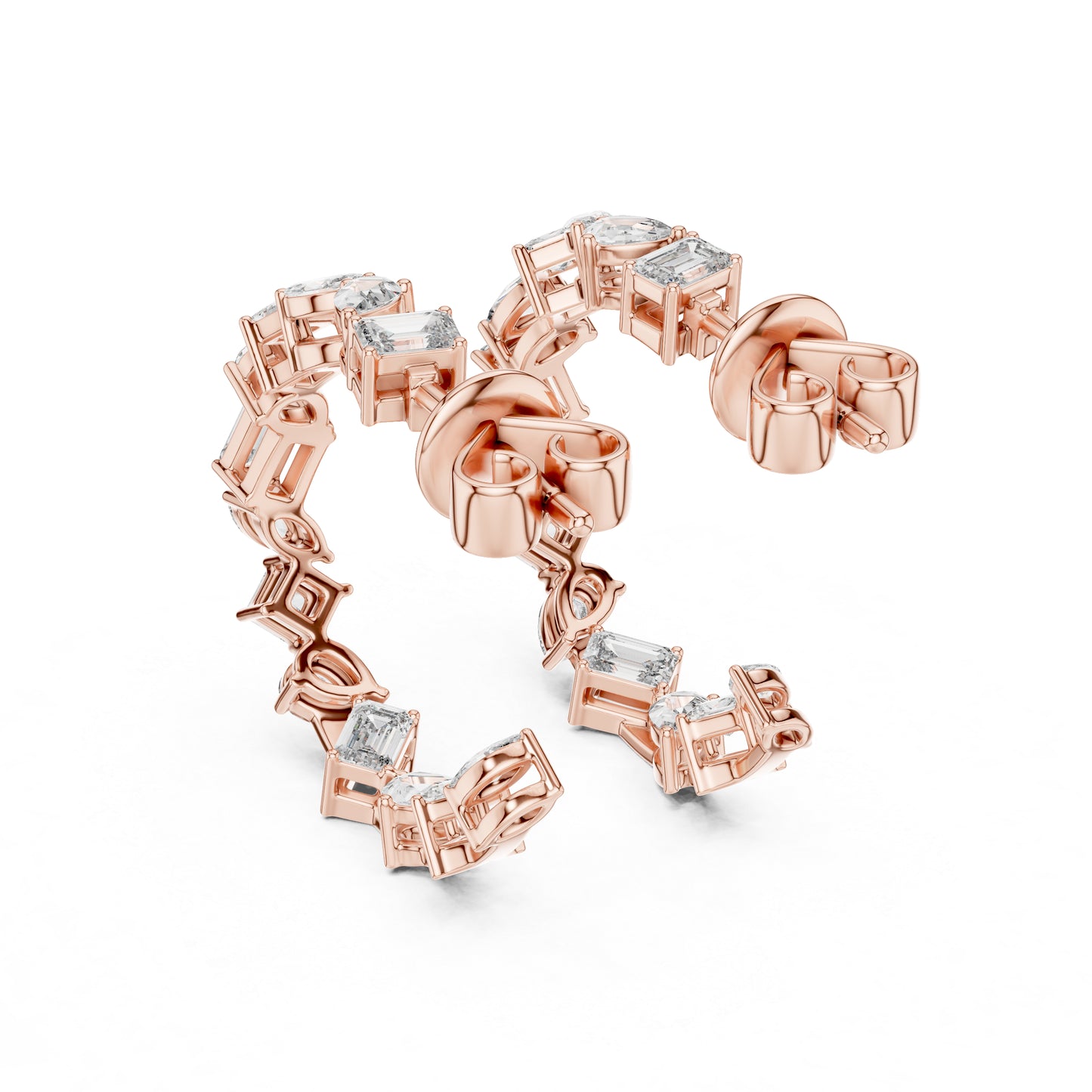 Women’s Anniversary Stud Earrings | Marquise–Princess–Pear Lab Diamonds – 18K Rose Gold