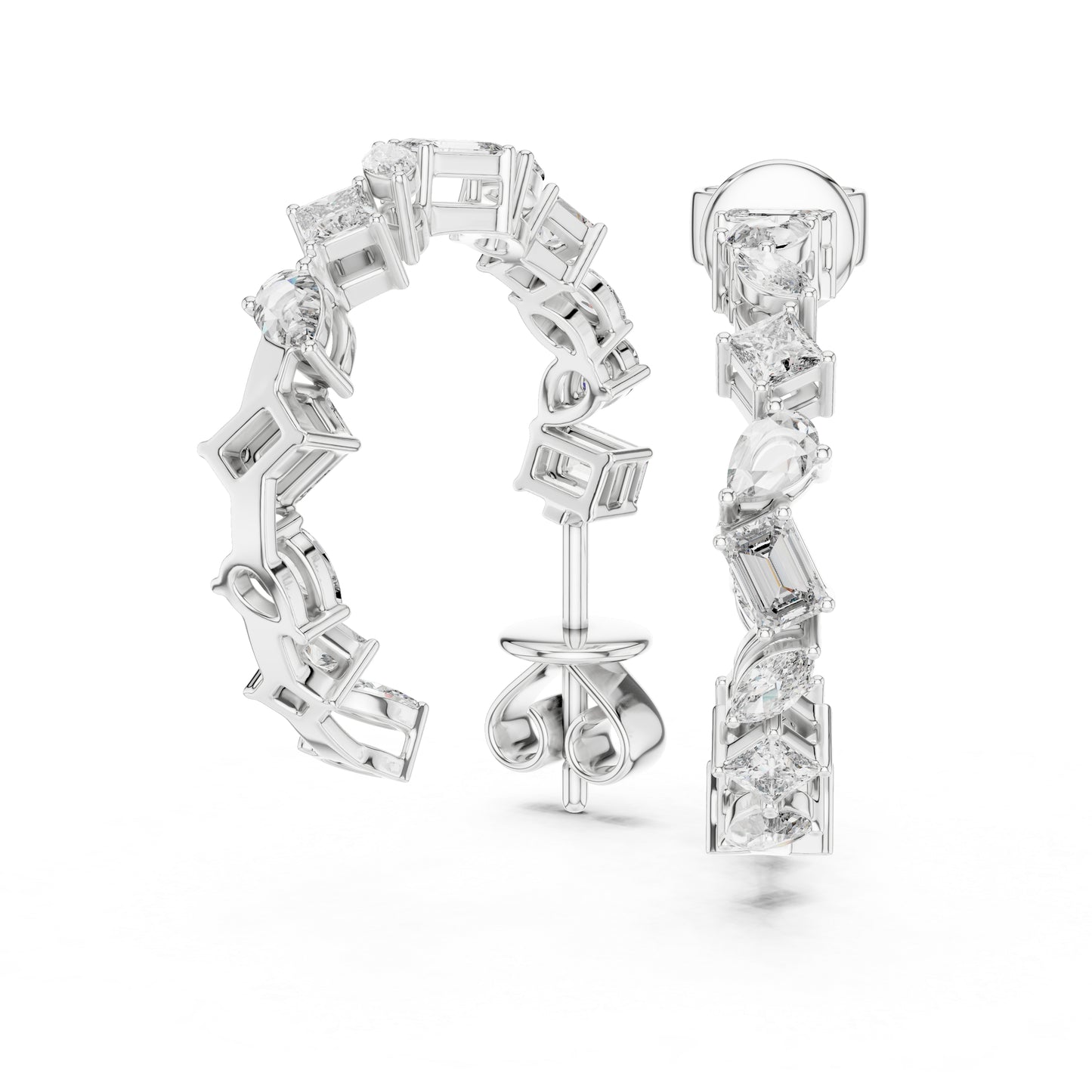 Women’s Anniversary Stud Earrings | Marquise–Princess–Pear Lab Diamonds – 18K Rose Gold
