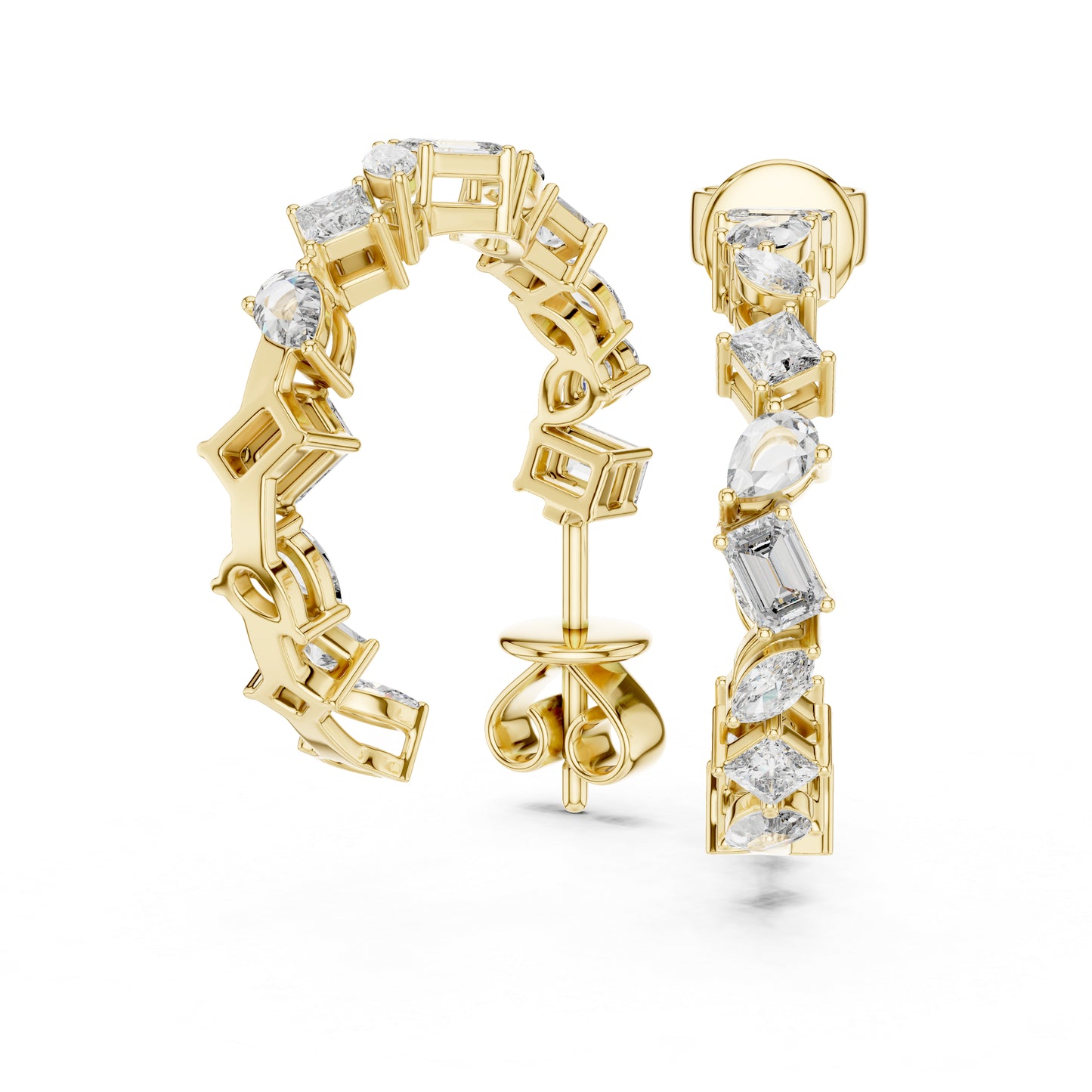 Women’s Anniversary Stud Earrings | Marquise–Princess–Pear Lab Diamonds – 18K Rose Gold