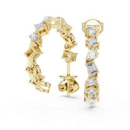 Women’s Anniversary Stud Earrings | Marquise–Princess–Pear Lab Diamonds – 18K Rose Gold