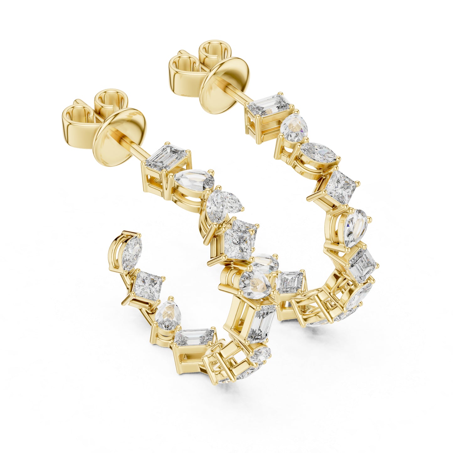 Women’s Anniversary Stud Earrings | Marquise–Princess–Pear Lab Diamonds – 18K Rose Gold