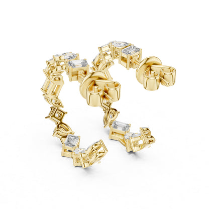 Women’s Anniversary Stud Earrings | Marquise–Princess–Pear Lab Diamonds – 18K Rose Gold