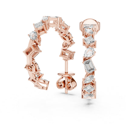 Women’s Anniversary Stud Earrings | Marquise–Princess–Pear Lab Diamonds – 18K Rose Gold