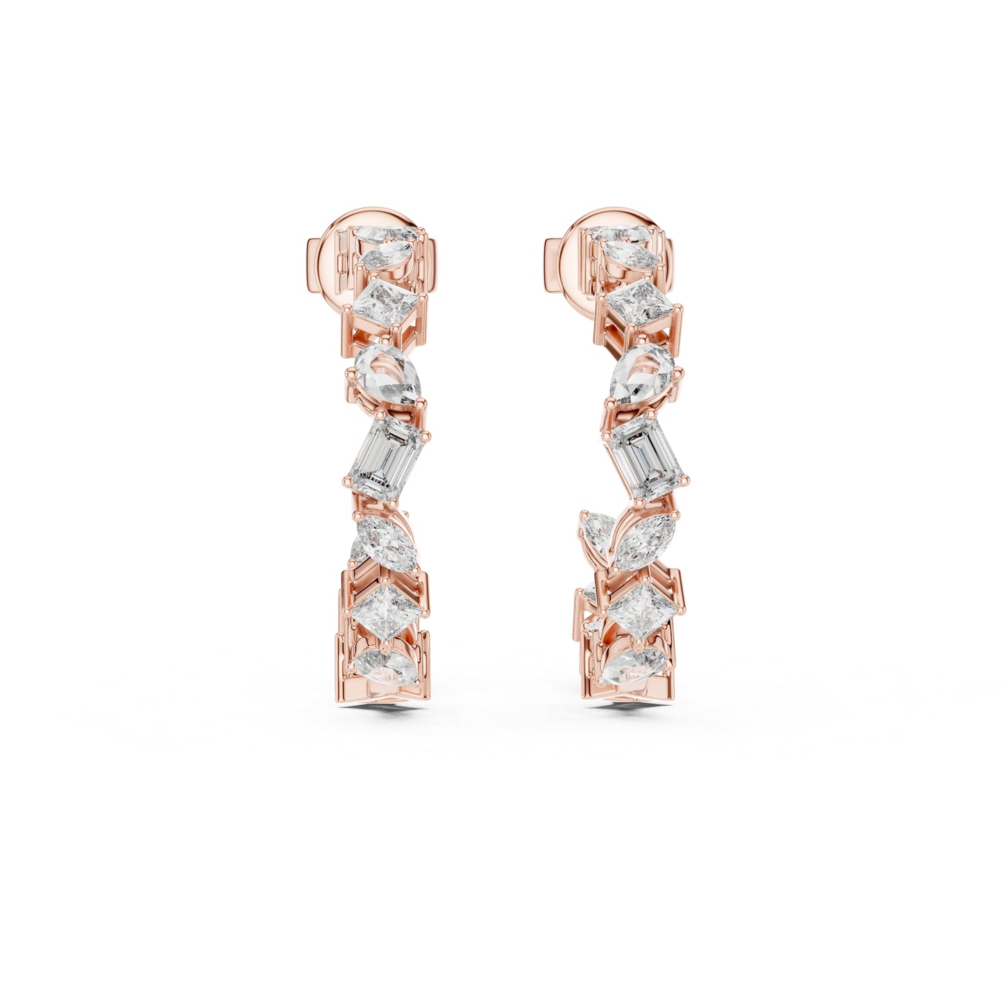 Women’s Anniversary Stud Earrings | Marquise–Princess–Pear Lab Diamonds – 18K Rose Gold